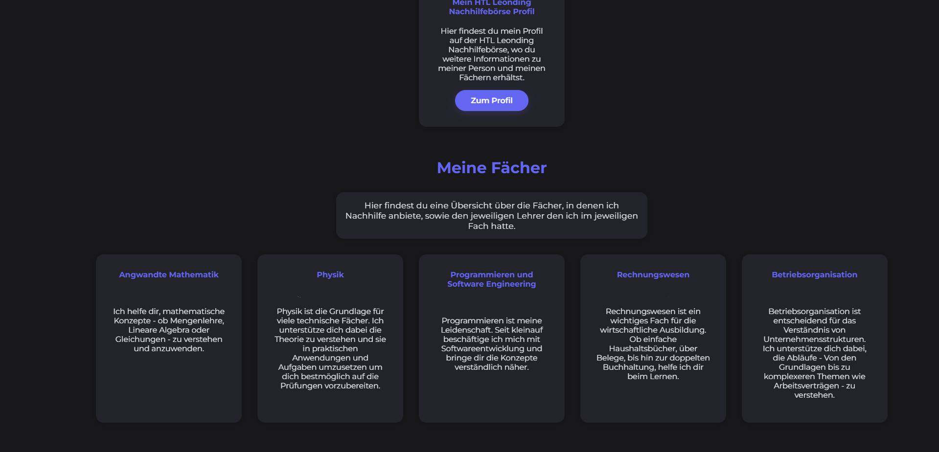Tutoring Platform Subject Screen